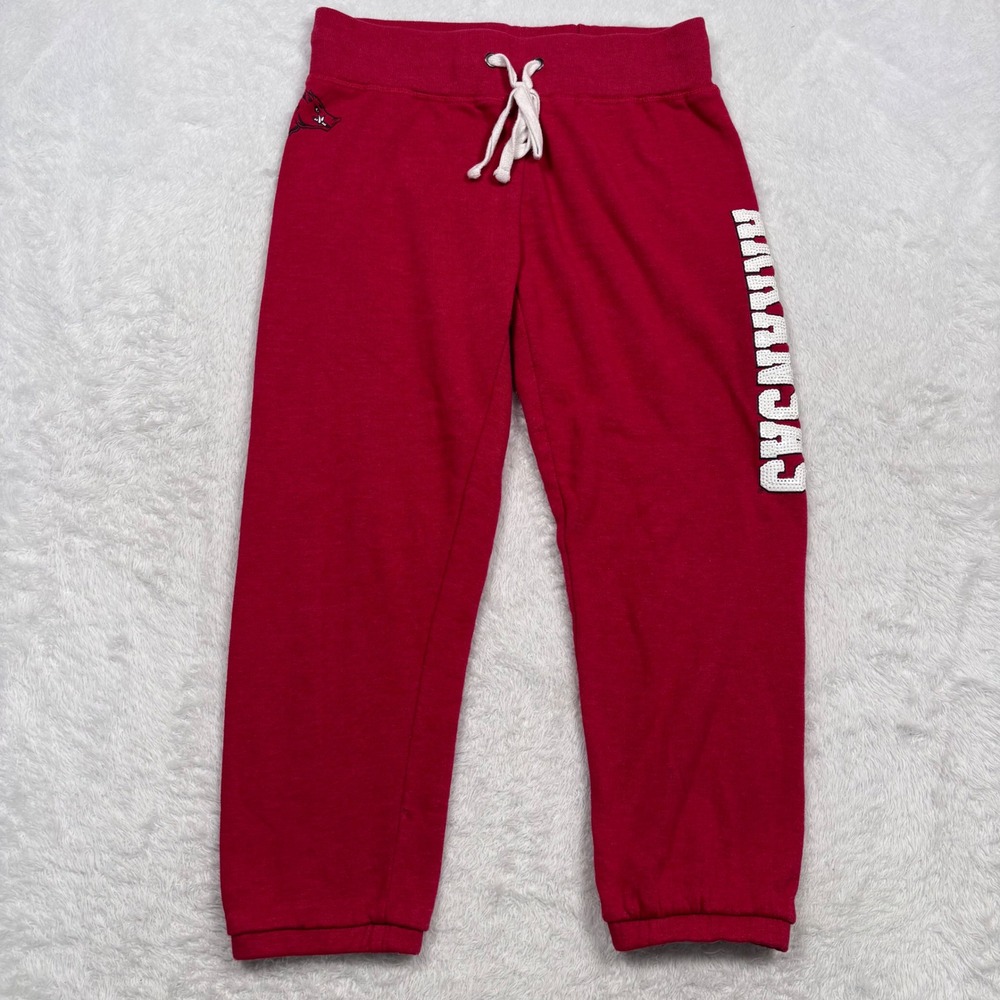 Arkansas Razorbacks Jogger Women M Red Sequin Spellout Sweat Pant Colosseum RARE - Picture 2 of 14
